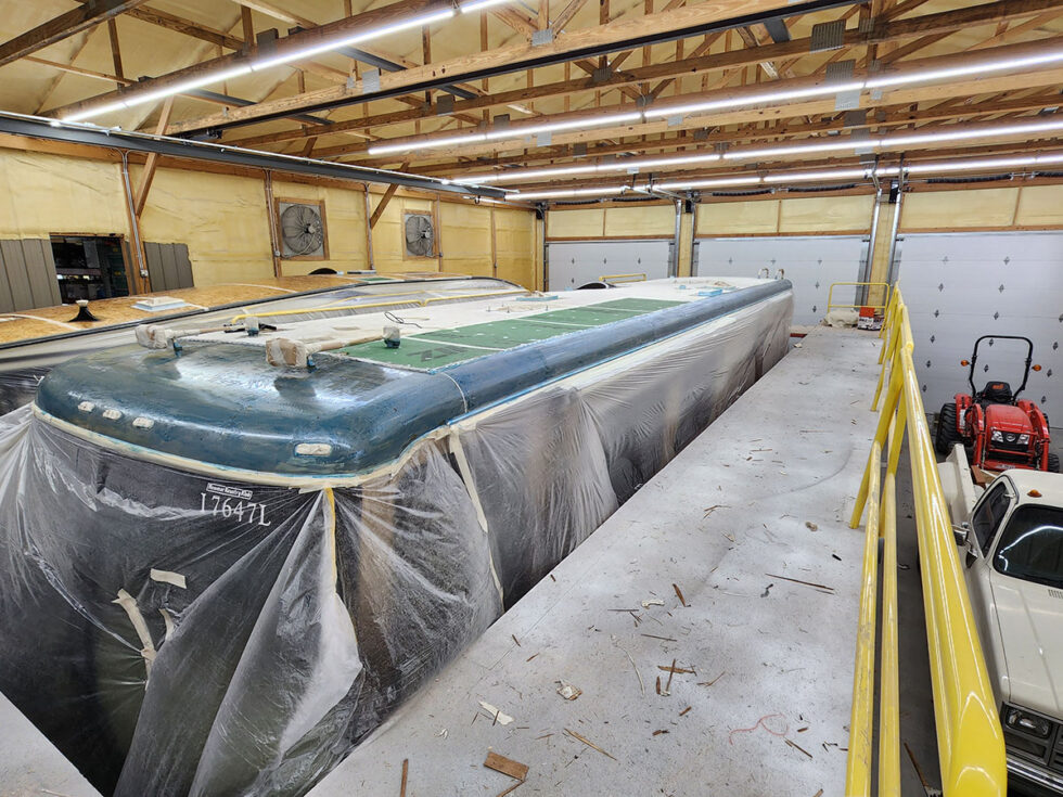 class a rv roof repair on newmar motorhome