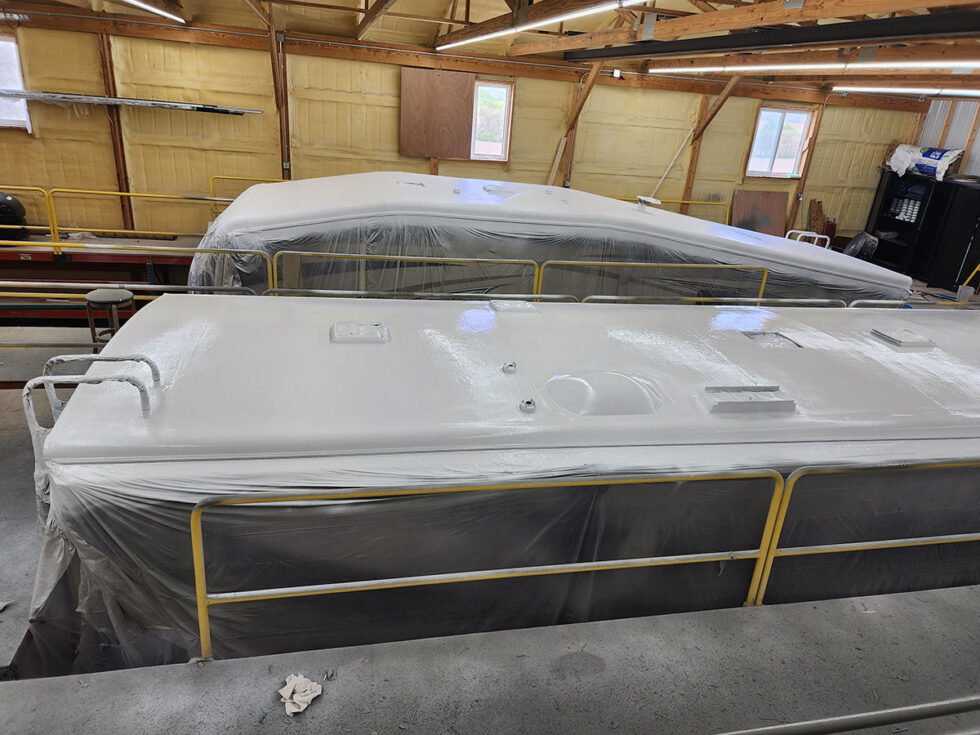 Class A RV having roof repaired