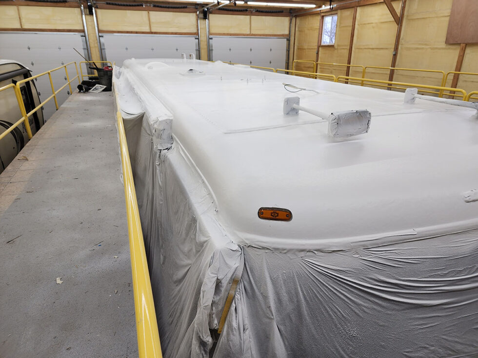 class a rv roof repair on newmar motorhome