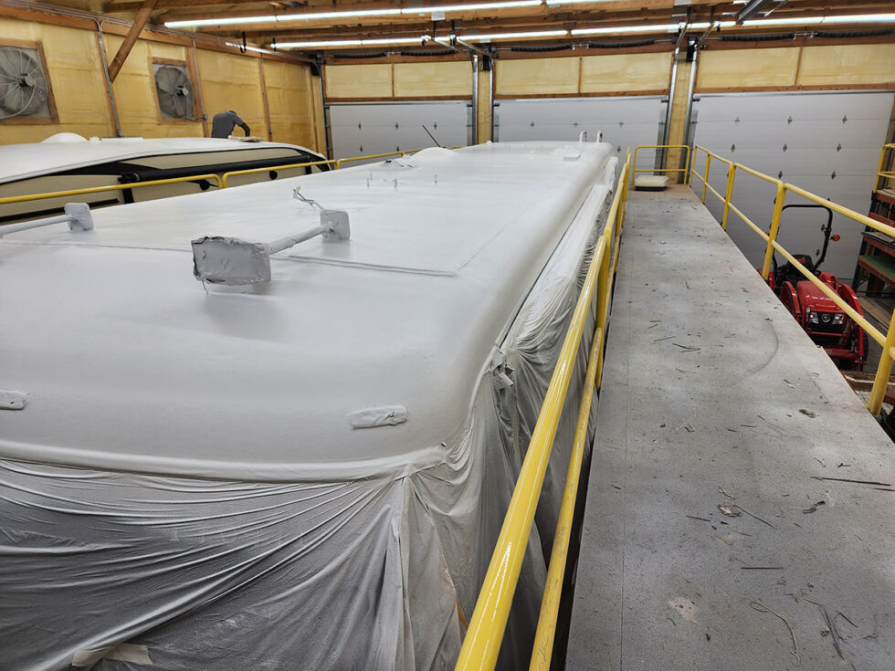 class a rv roof repair on newmar motorhome