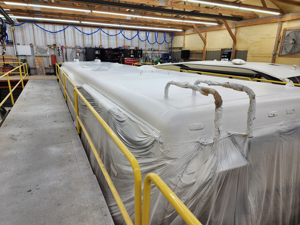 class a rv roof repair on newmar motorhome