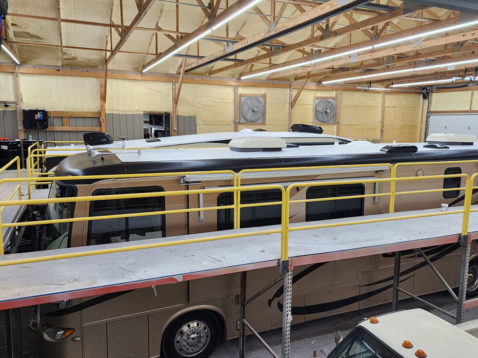 class a rv roof repair on newmar motorhome