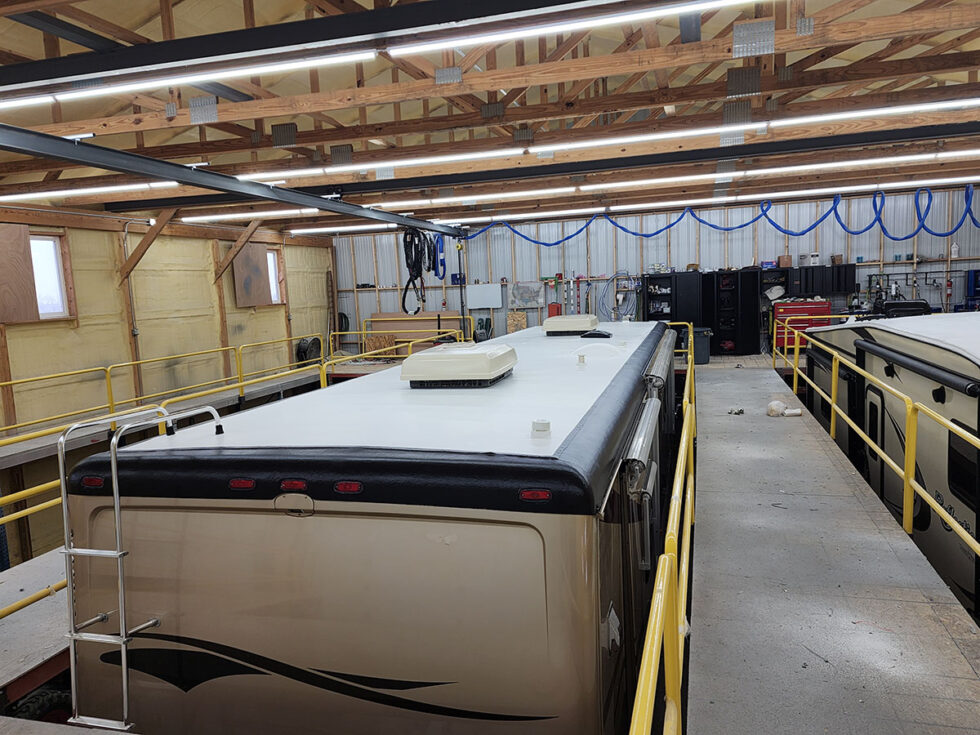 class a rv roof repair on newmar motorhome