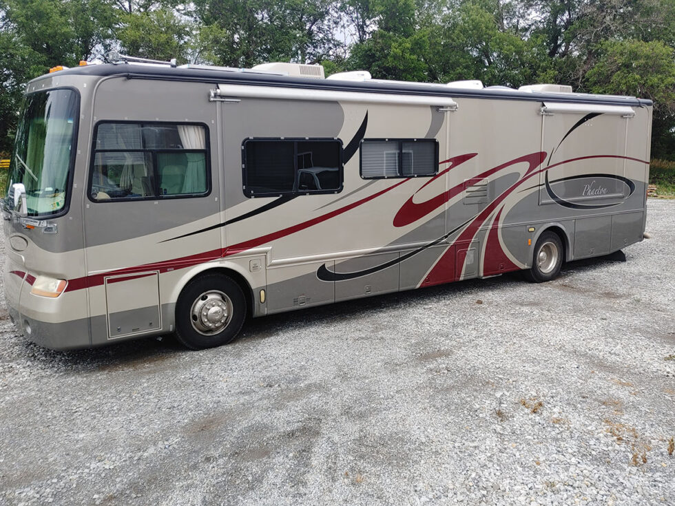 class a rv after having roof repaired