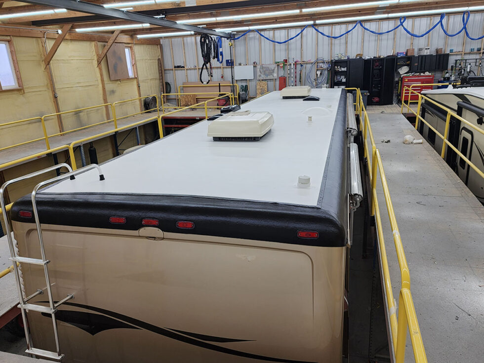 class a rv roof repair on newmar motorhome