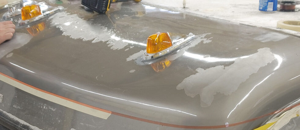 class a rv having roof repaired