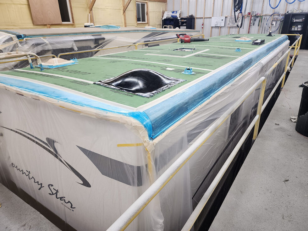 newmar motorhome having roof repaired