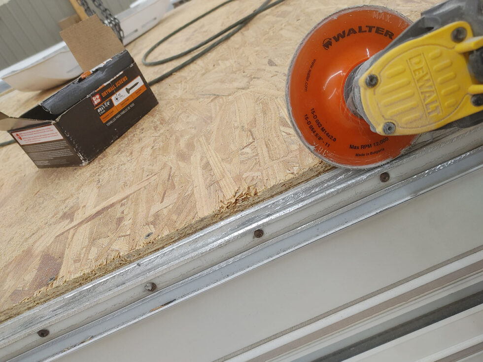 Class C RV Roof being repaired