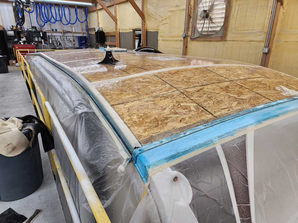 fifth wheel RV having roof repair done
