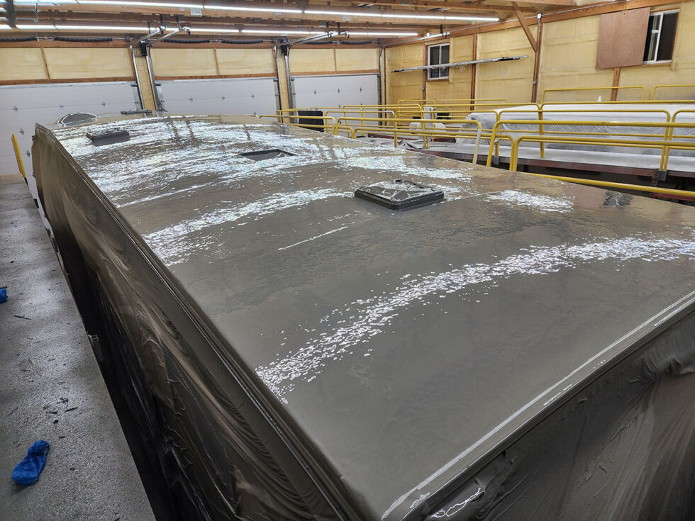 fifth wheel RV having roof repair done