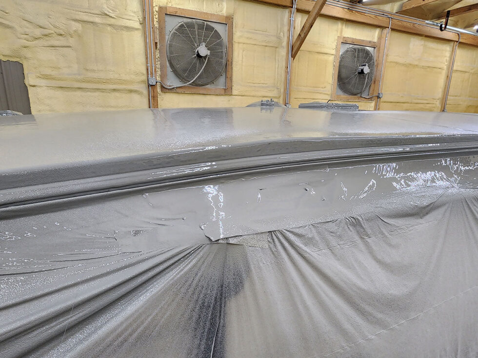 fifth wheel RV having roof repair done