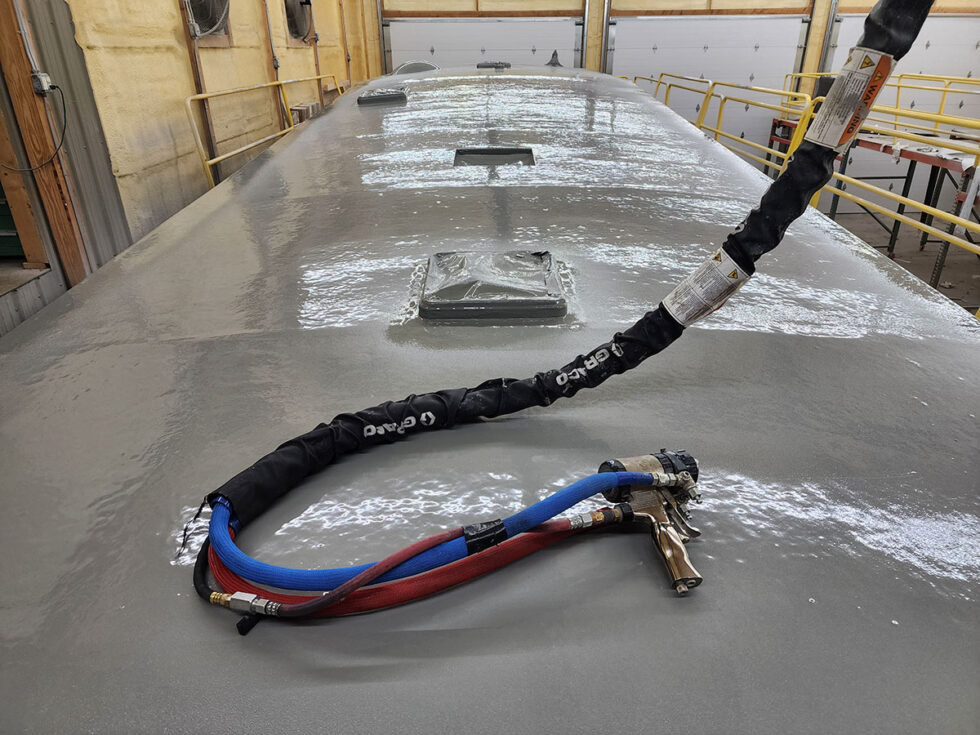 fifth wheel RV having roof repair done