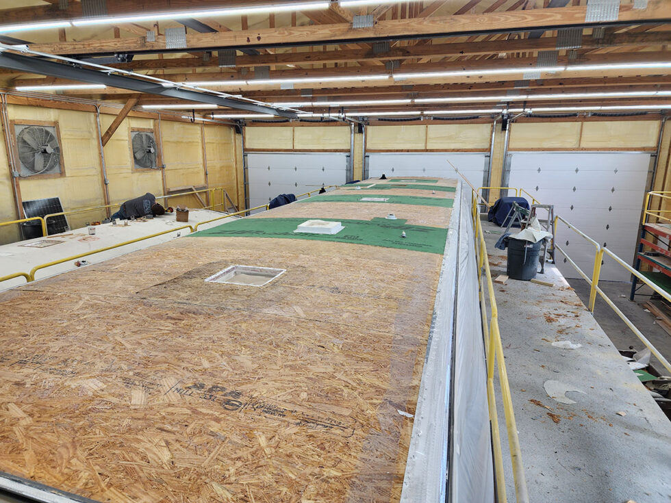 fifth wheel rv roof being repaired