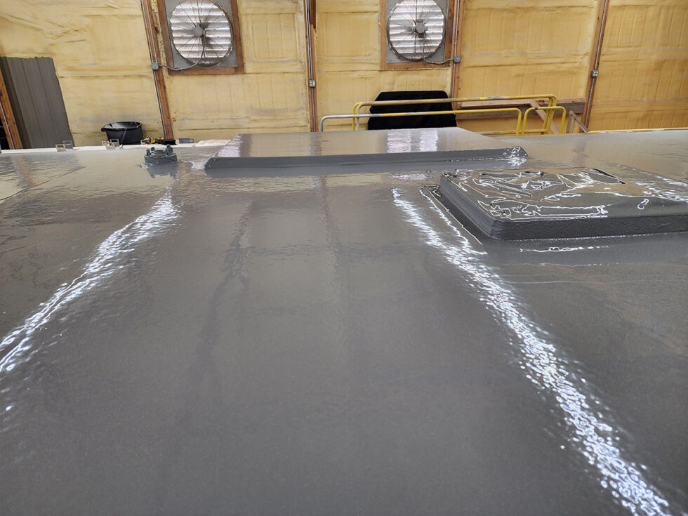 fifth wheel rv roof being repaired