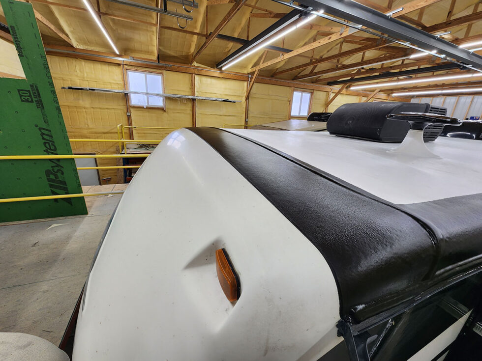 fifth wheel rv roof being repaired