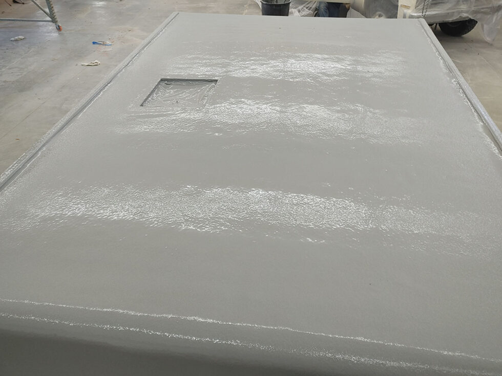 Pop Up camper having roof repaired after hail damage