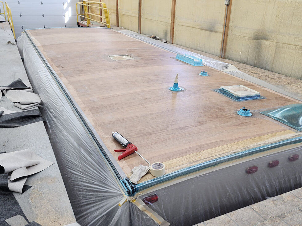 travel trailer roof being fixed