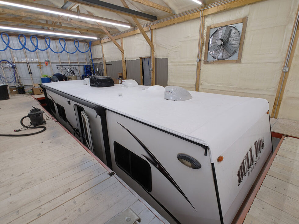 travel trailer having roof repaired
