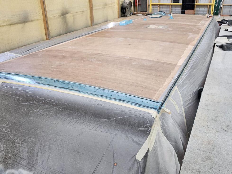 travel trailer roof being fixed