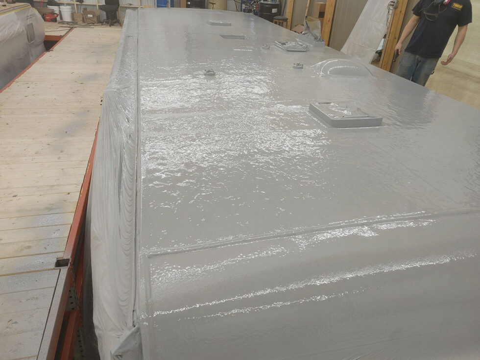 travel trailer having roof repaired