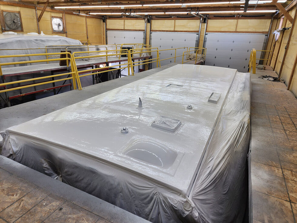 travel trailer roof being fixed