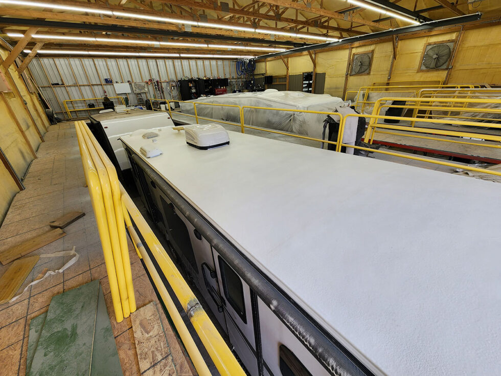 travel trailer roof being fixed
