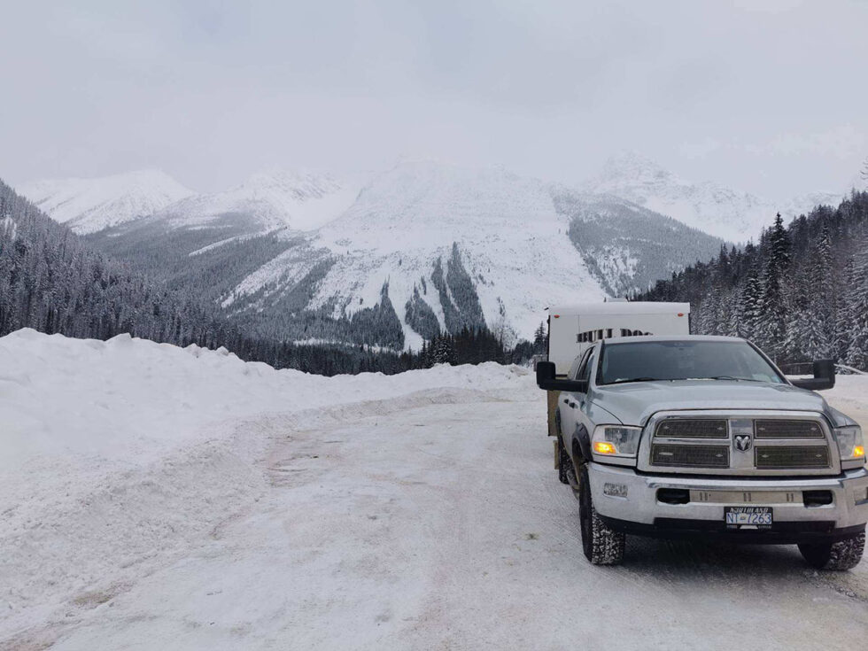 travel trailer in the snow