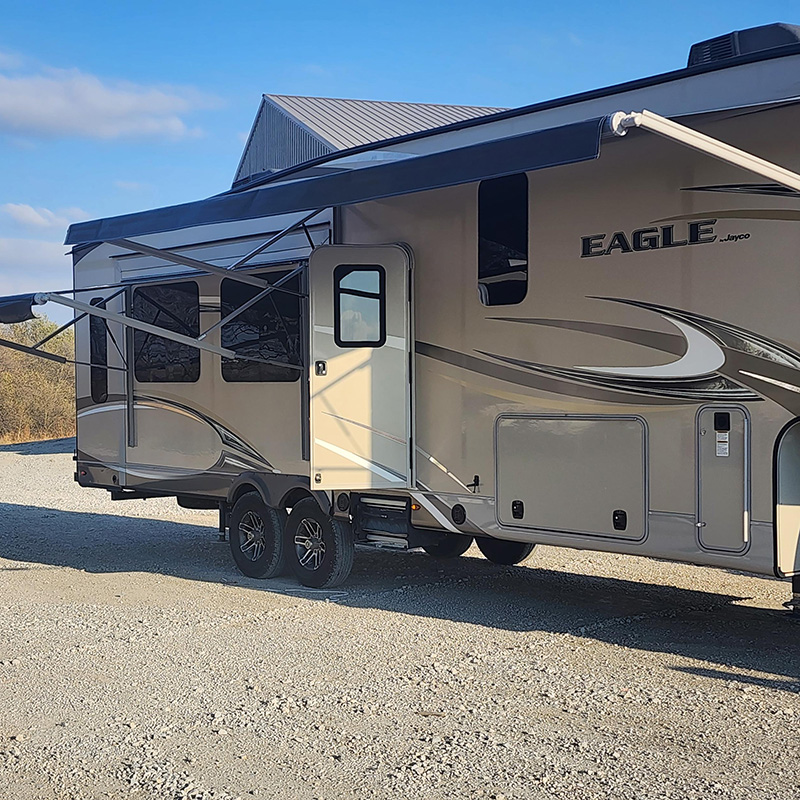 RV awning after repair