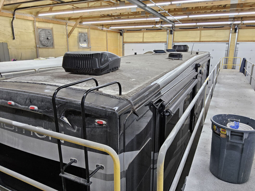 Fifth Wheel having roof repaired at Midwest RV Roof