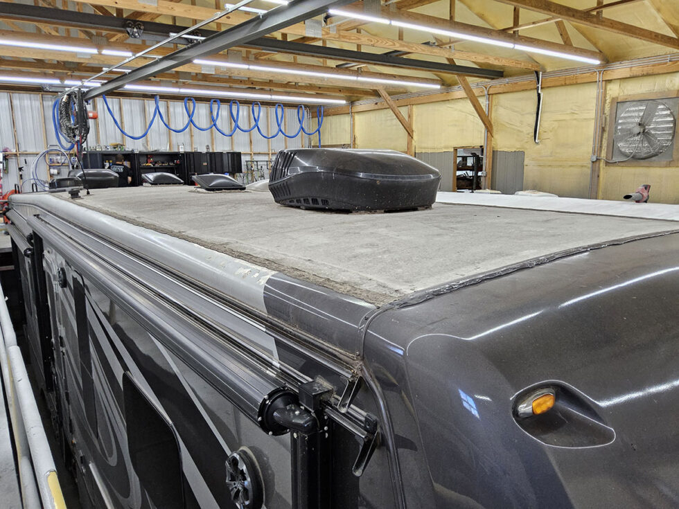 Fifth Wheel having roof repaired at Midwest RV Roof