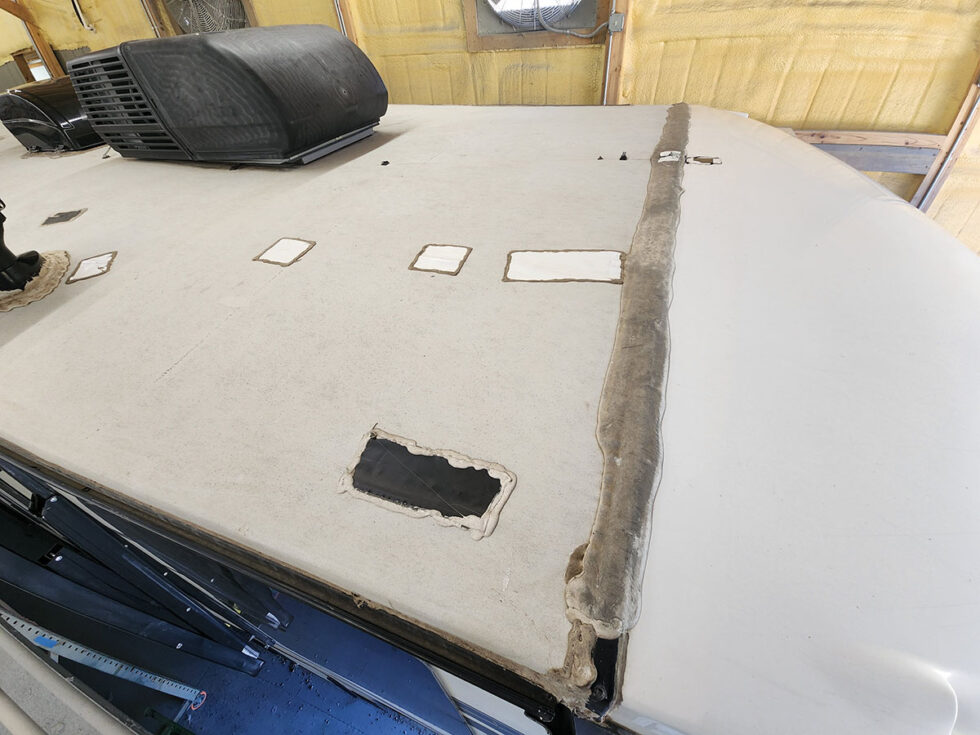 RV in Midwest RV Roof shop for new roof