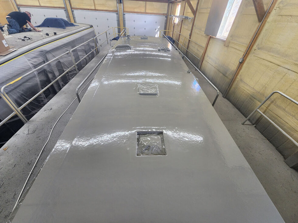 FlexArmor rv roof being applied
