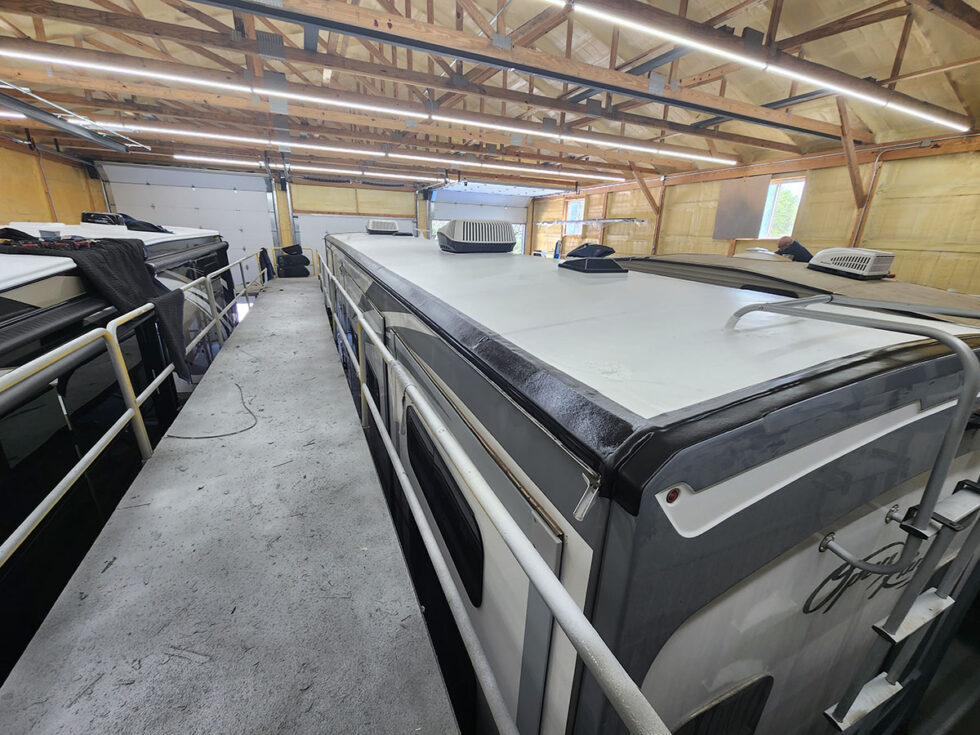 RV in shop for a new roof