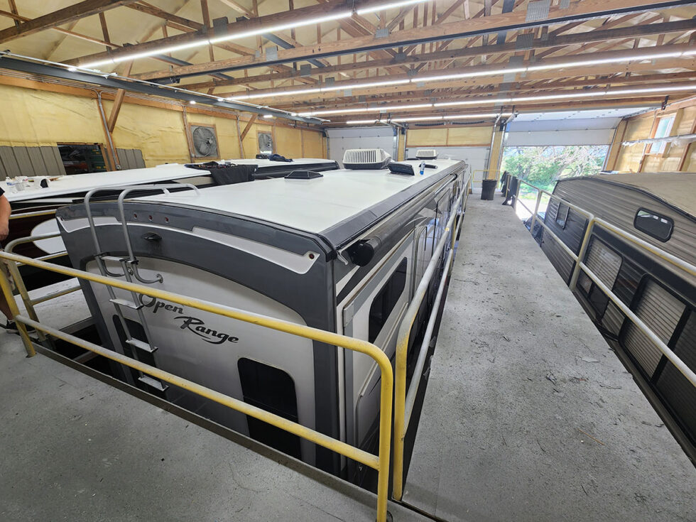 RV in shop for a new roof