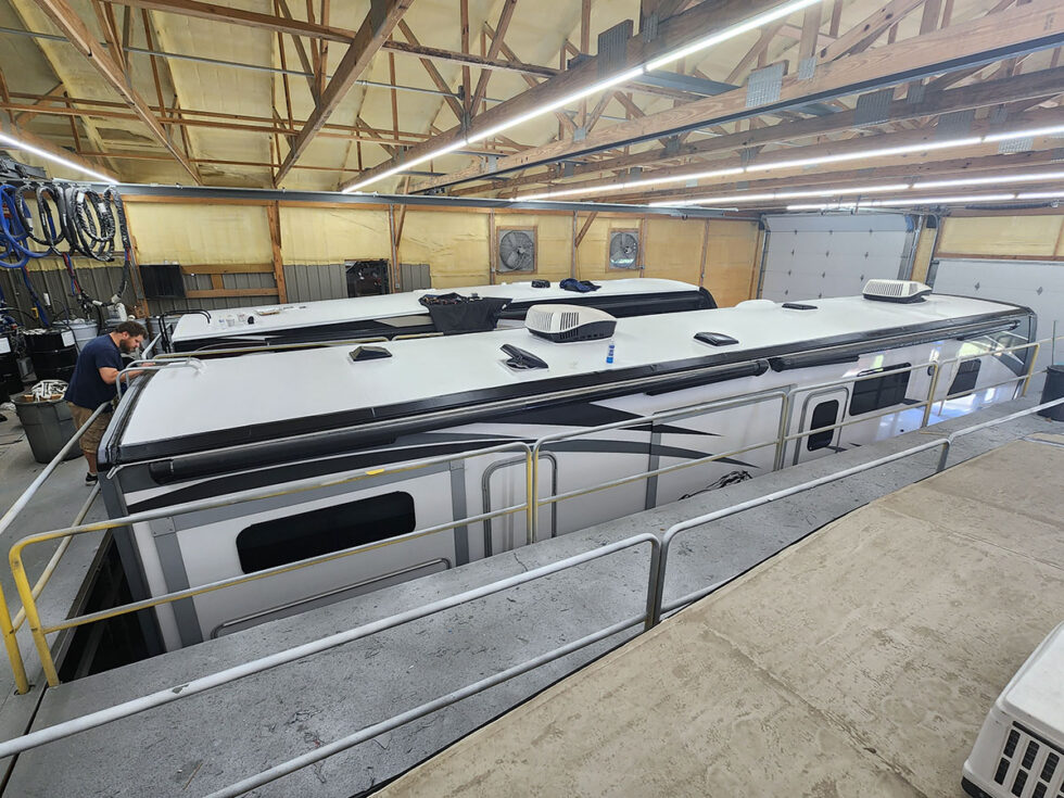 RV in shop for a new roof