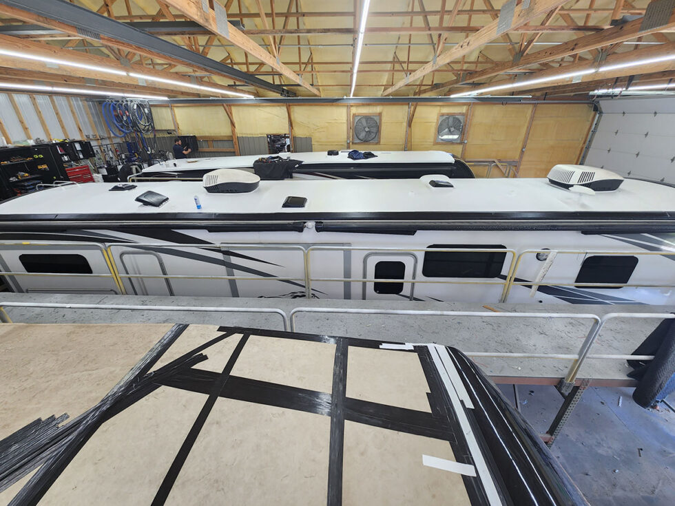 RV in shop for a new roof