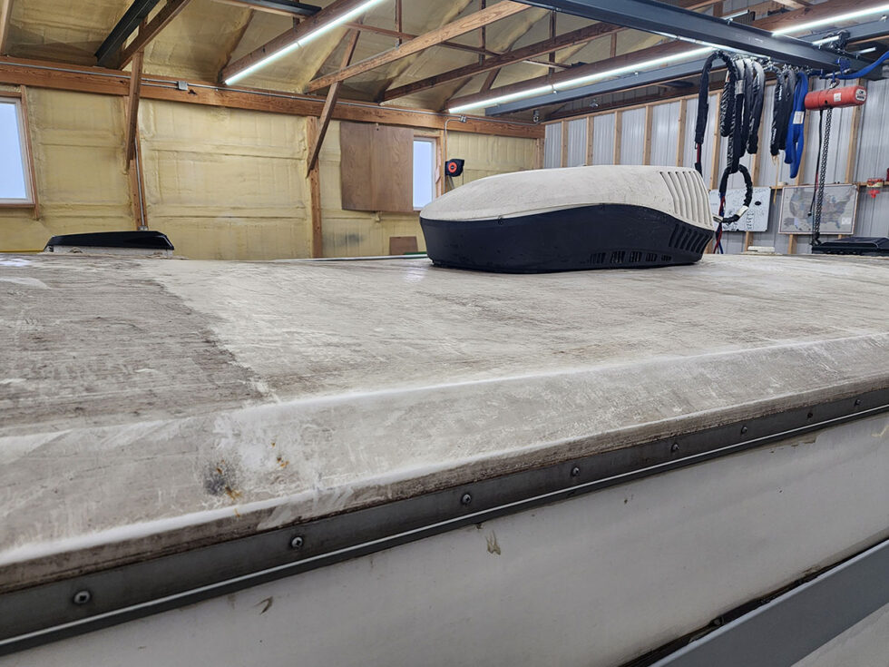 RV in shop for a new roof