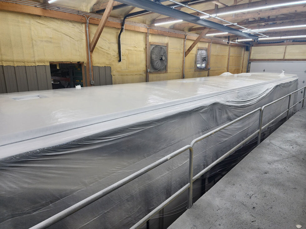 RV in Midwest RV Roof shop for new roof