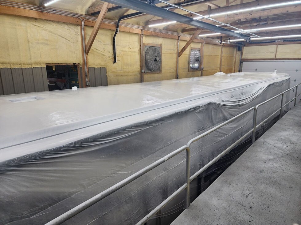 RV in Midwest RV Roof shop for new roof