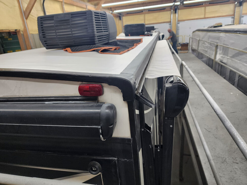 RV in Midwest RV Roof shop for new roof