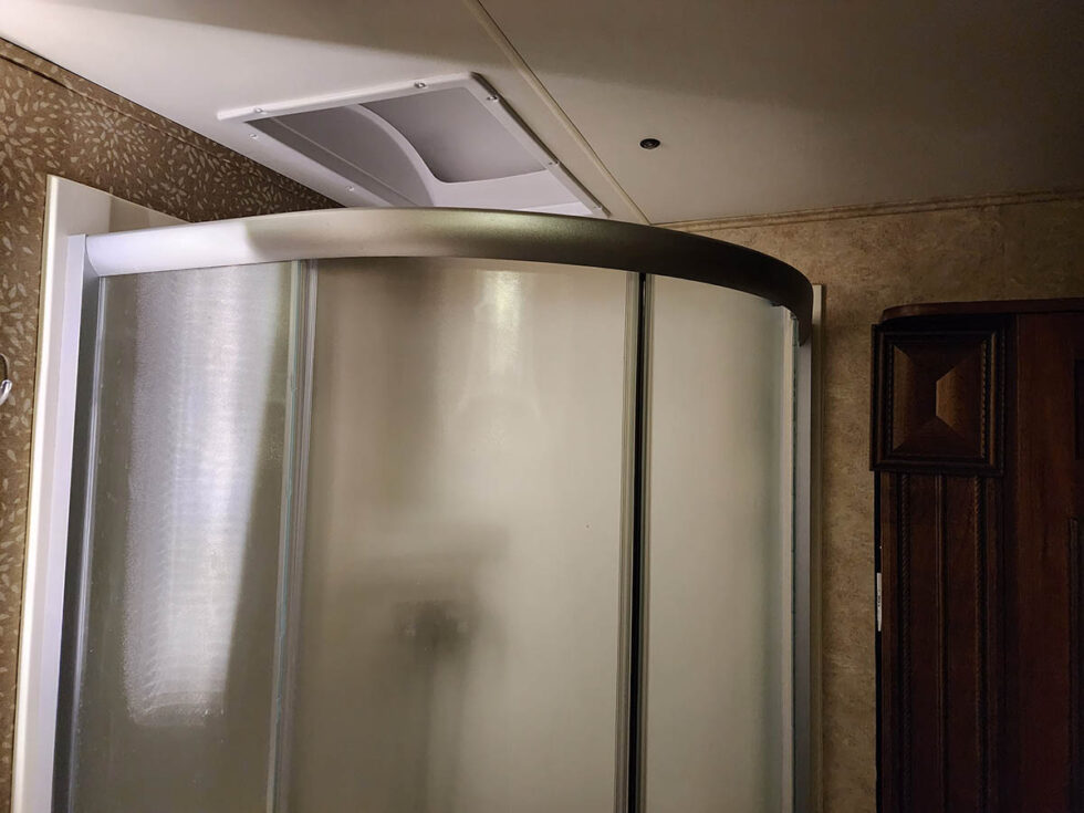 rv shower with LED light