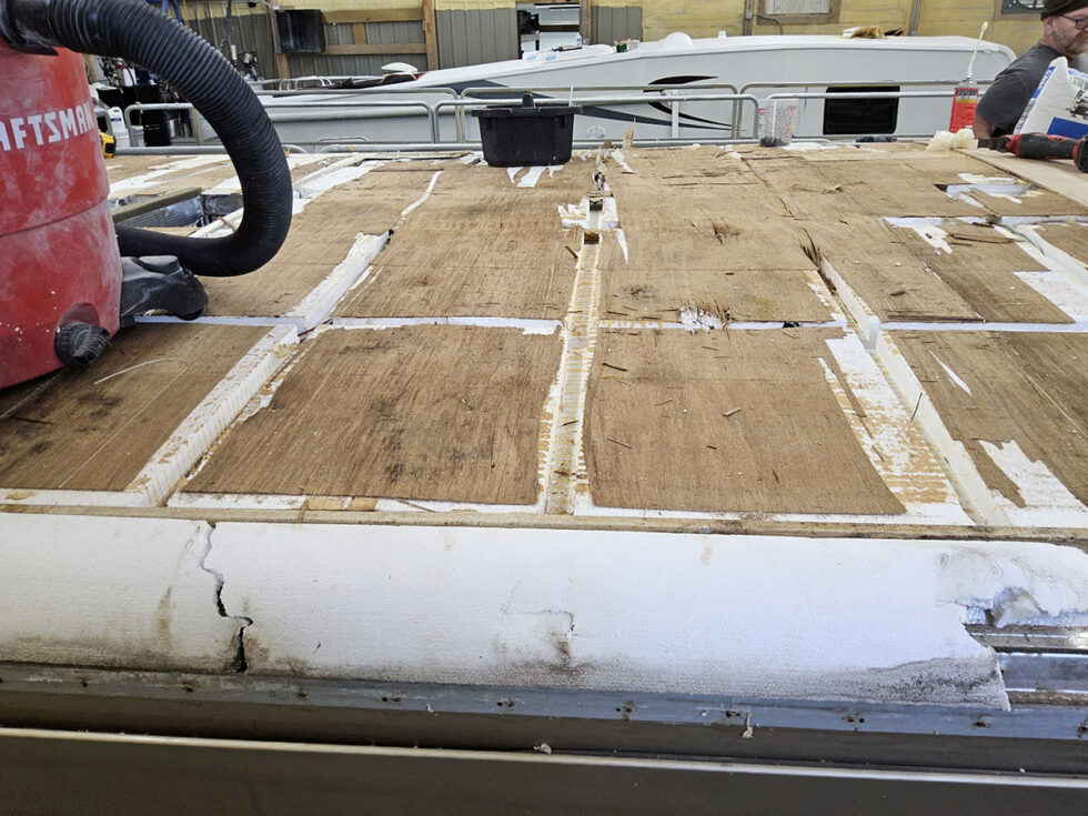 rv roof with damage from hail