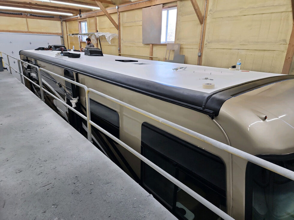 rv roof with FlexArmor after hail damage repairs